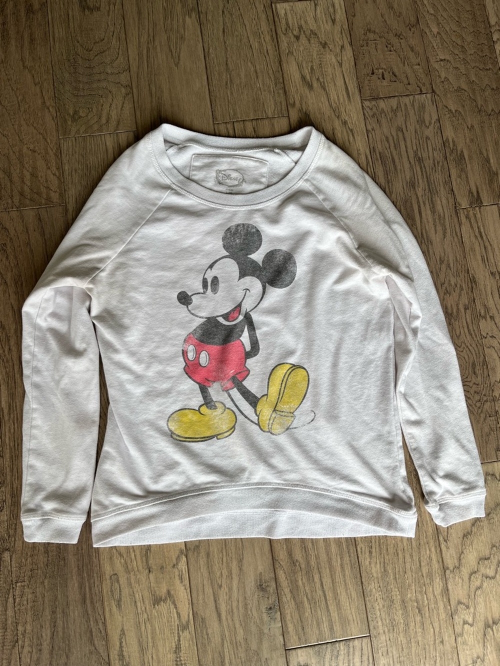 Disney White Crewneck Sweatshirt with Subtle Mickey Print